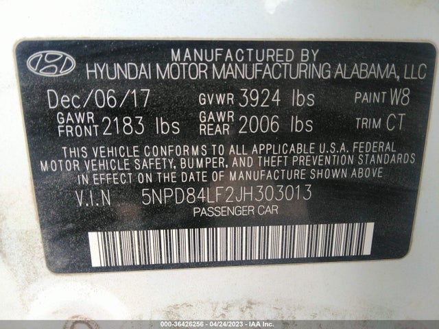 Hyundai ELANTRA SEL 2018 5NPD84LF2JH303013 Image 10