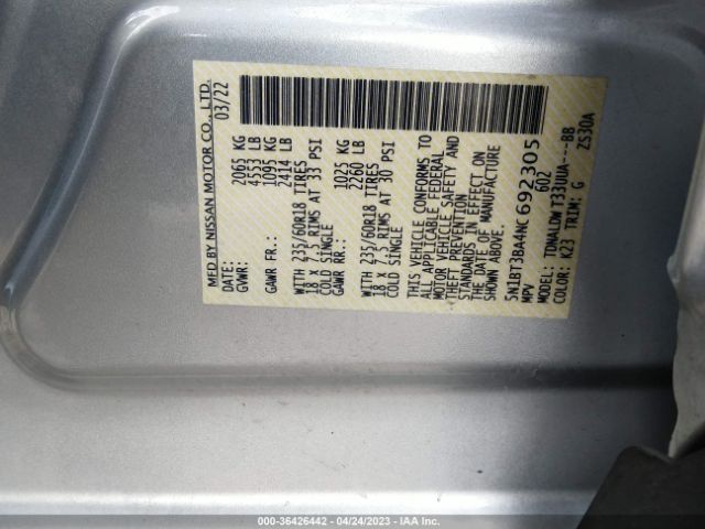 5N1BT3BA4NC692305 Nissan ROGUE SV