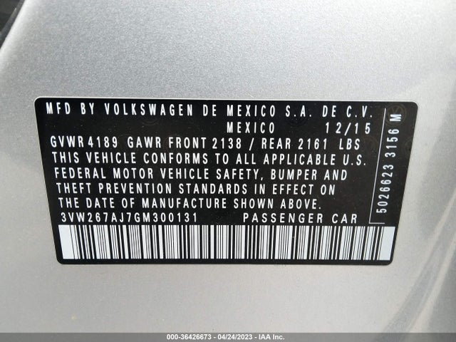 3VW267AJ7GM300131 Volkswagen Jetta Sedan 1.4t S W/technology