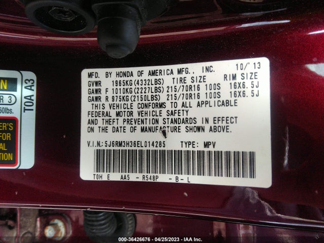 Honda CR-V LX 2014 5J6RM3H36EL014285 Image 9