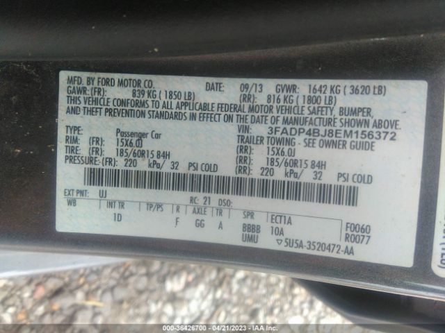 3FADP4BJ8EM156372 Ford FIESTA SE
