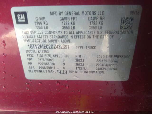 1GTV2MEC2GZ422397 GMC Sierra 1500 Sle