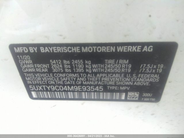 5UXTY9C04M9E93545 BMW X3 M40i