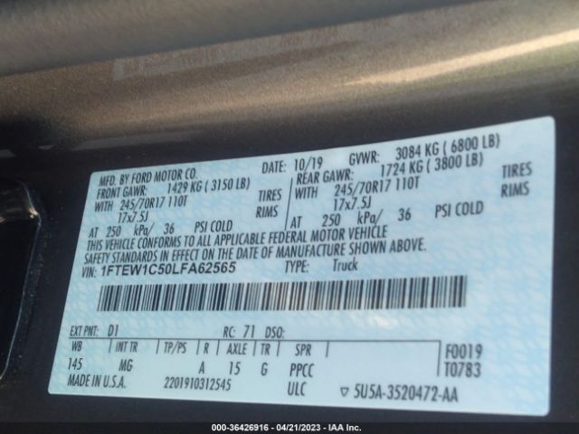 1FTEW1C50LFA62565 Ford F-150 Xl/xlt/lariat
