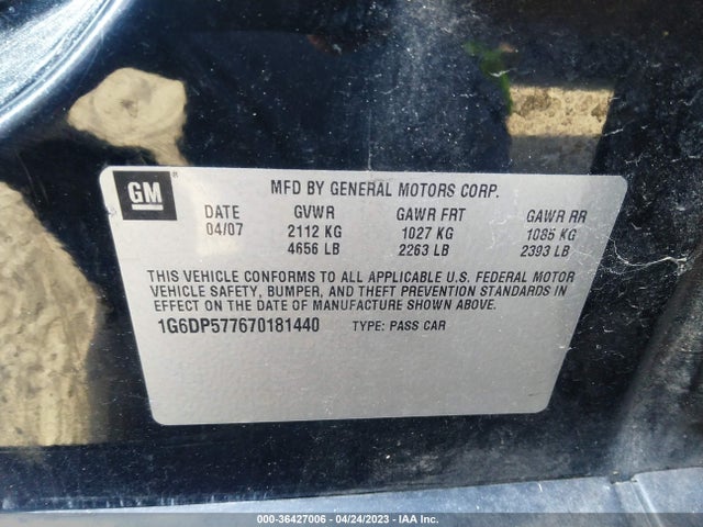 2007 CADILLAC CTS VIN: 1G6DP577670181440