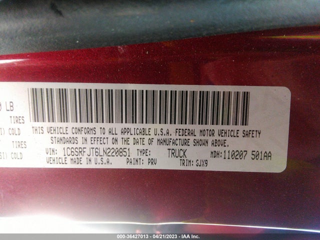 1C6SRFJT6LN220851 RAM 1500 Laramie