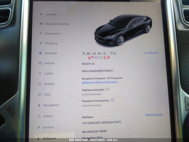 Tesla Model S P85d 2014 5YJSA1H22EFP55077 Image 8