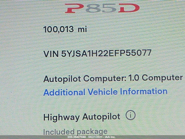 Tesla Model S P85d 2014 5YJSA1H22EFP55077 Image 10