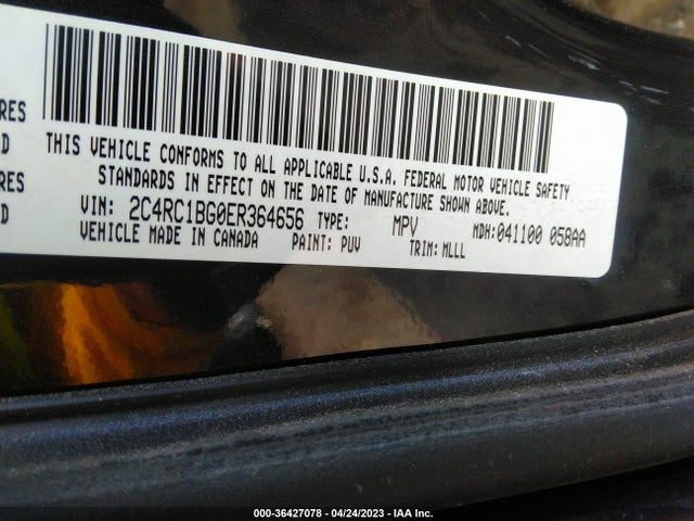 2C4RC1BG0ER364656 Chrysler Town & Country Touring