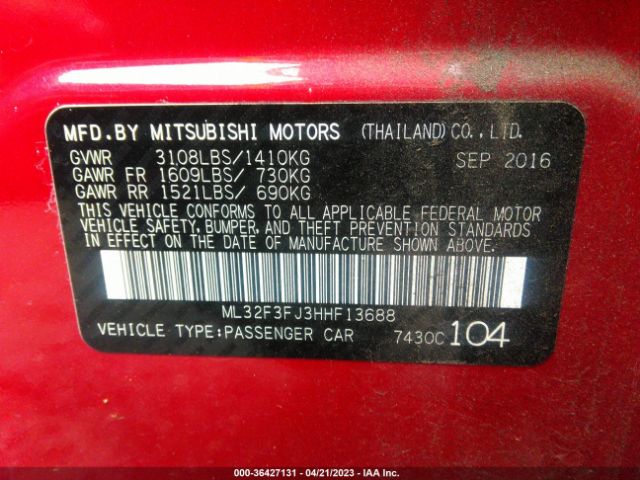 ML32F3FJ3HHF13688 Mitsubishi Mirage G4 Es
