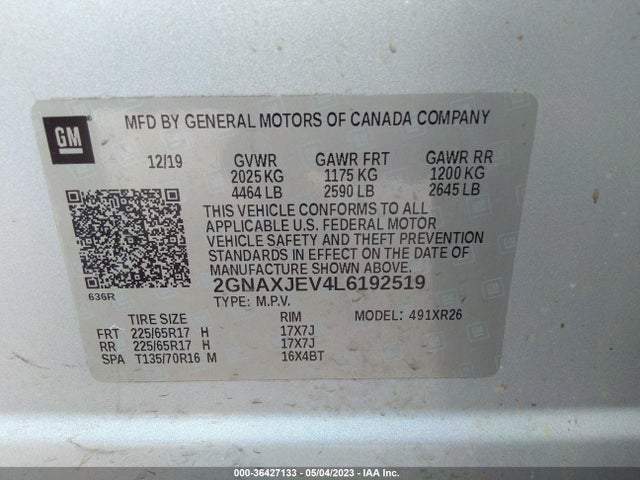 Chevrolet EQUINOX LT 2020 2GNAXJEV4L6192519 Image 10