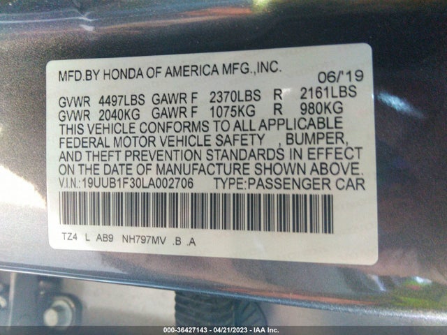 19UUB1F30LA002706 Acura TLX