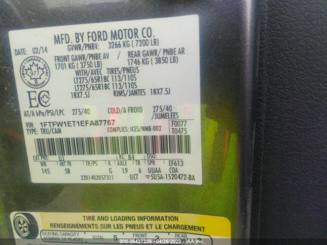 1FTFW1ET1EFA87767 Ford F-150 Fx4