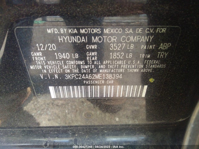 Hyundai ACCENT SE 2021 3KPC24A62ME138394 Image 9