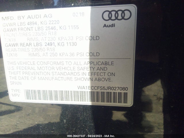 WA1ECCFS5JR027080 Audi Q3 Premium/sport Premium