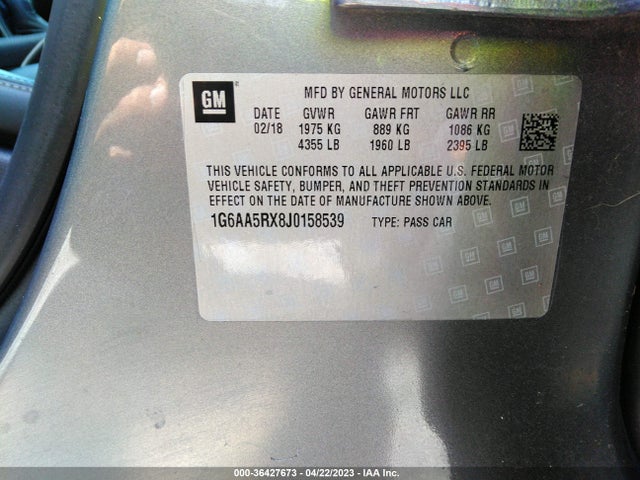 1G6AA5RX8J0158539 Cadillac Ats Sedan Rwd