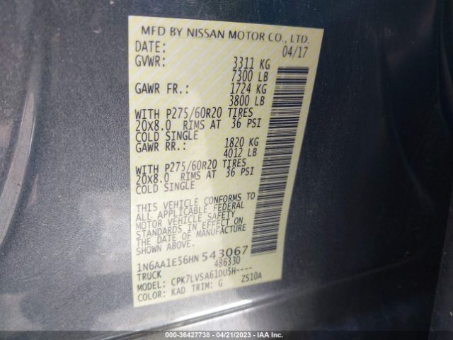 1N6AA1E56HN543067 Nissan Titan Sl