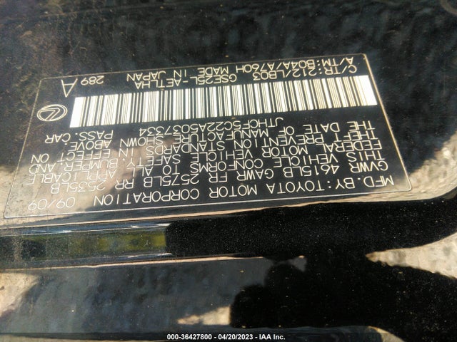 2010 LEXUS IS 250 VIN: JTHCF5C22A5037334