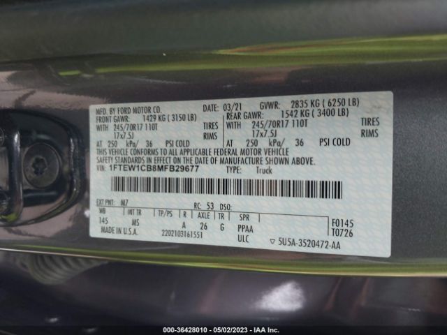 1FTEW1CB8MFB29677 Ford F-150 Xl/xlt