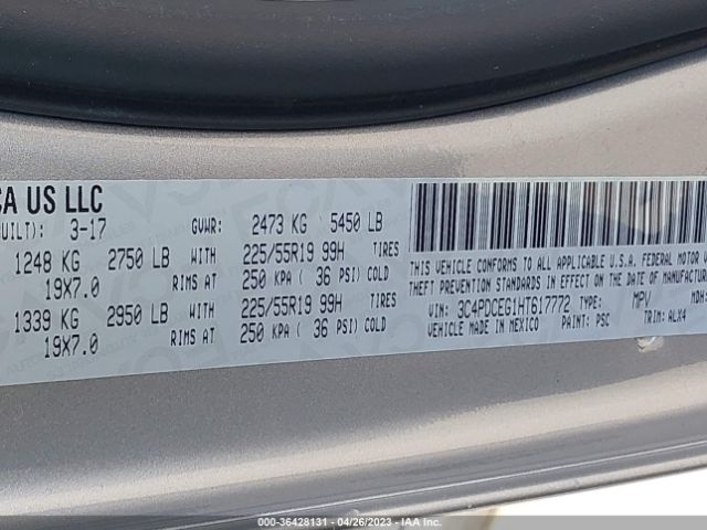 3C4PDCEG1HT617772 Dodge JOURNEY GT