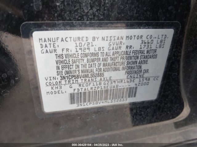 3N1CP5BV4ML552885 Nissan KICKS S