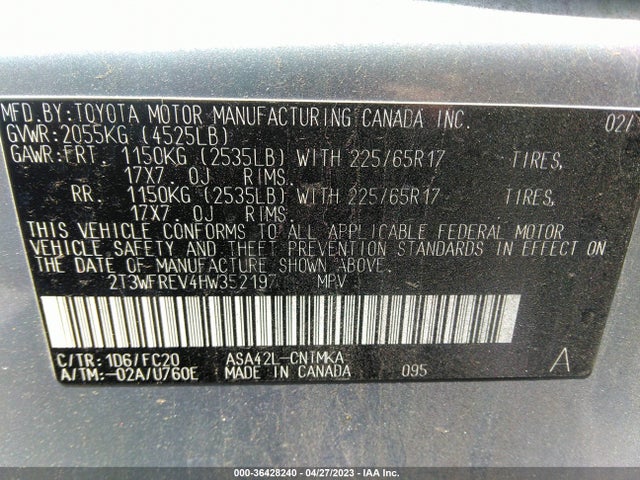 Toyota Rav4 Xle 2017 2T3WFREV4HW352197 Image 11