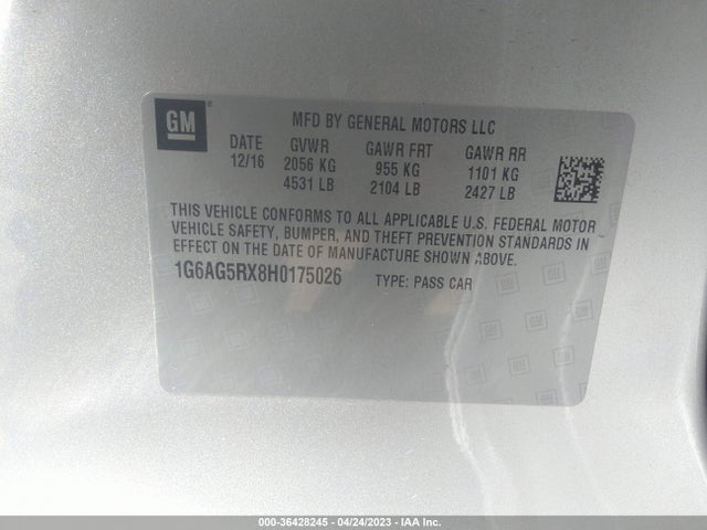 1G6AG5RX8H0175026 Cadillac Ats Sedan Awd