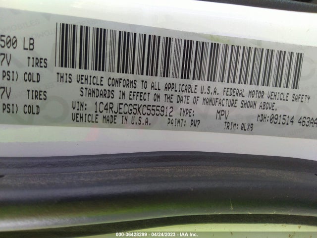 1C4RJECG5KC555912 Jeep Grand Cherokee High Altitude
