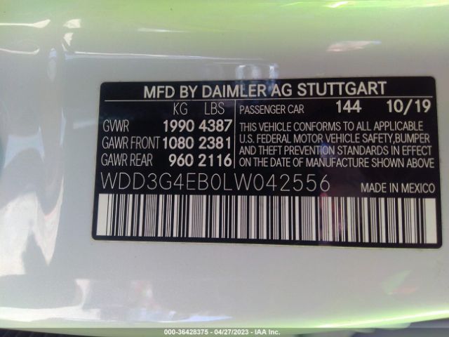 WDD3G4EB0LW042556 Mercedes-Benz A-class A 220