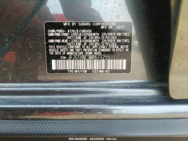 2021 SUBARU CROSSTREK LIMITED VIN: JF2GTHNC9M8673255