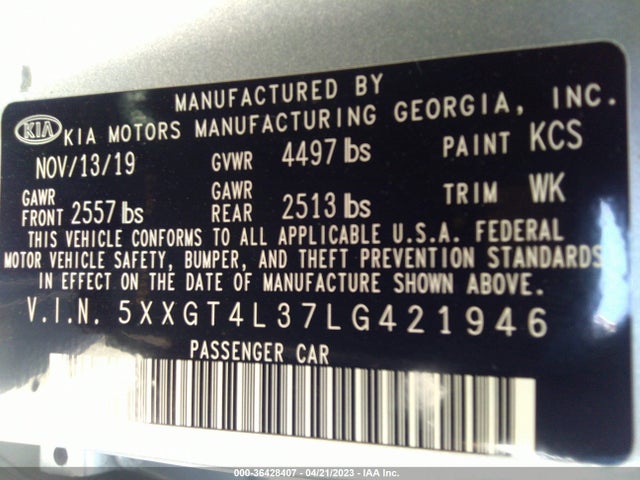 KIA Optima Lx 2020 5XXGT4L37LG421946 Image 10