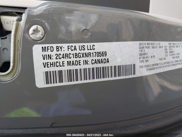 2C4RC1BGXNR170569 Chrysler Pacifica Touring L