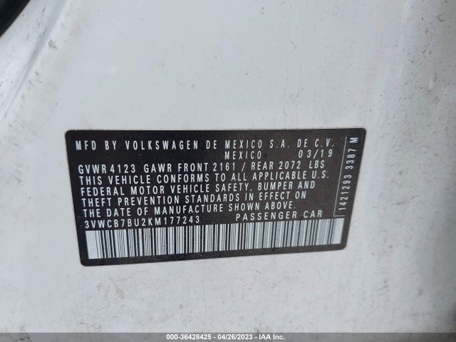3VWCB7BU2KM177243 Volkswagen Jetta S/se/r-line