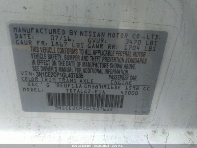 3N1CE2CP1GL407635 Nissan Versa Note Sr