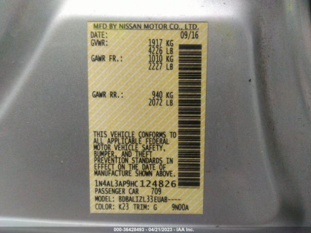 1N4AL3AP9HC124826 Nissan ALTIMA 2.5