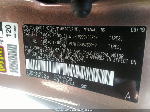 Toyota Sienna Xle Auto Access 2020 5TDYZ3DC0LS049313 Image 9