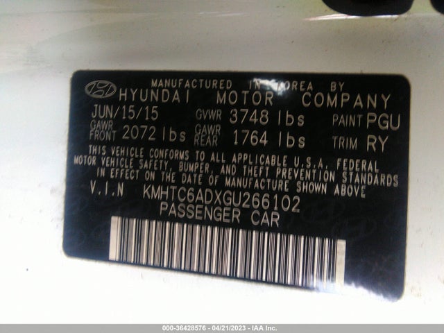 Hyundai VELOSTER 2016 KMHTC6ADXGU266102 Image 10