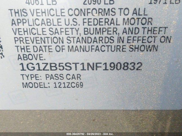 Chevrolet MALIBU LS 2022 1G1ZB5ST1NF190832 Image 9