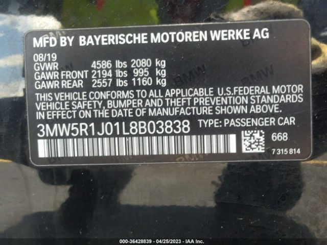 3MW5R1J01L8B03838 BMW 3 Series 330i