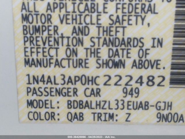 1N4AL3AP0HC222482 Nissan Altima 2.5 Sr
