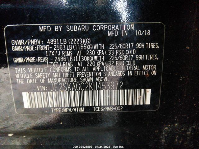 JF2SKAGC2KH453972 Subaru Forester Premium