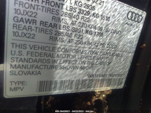 WA1EVAF17MD030327 Audi Q8 Premium Plus