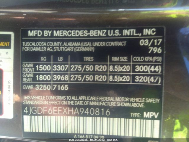 4JGDF6EEXHA940816 Mercedes-Benz Gls Gls 450