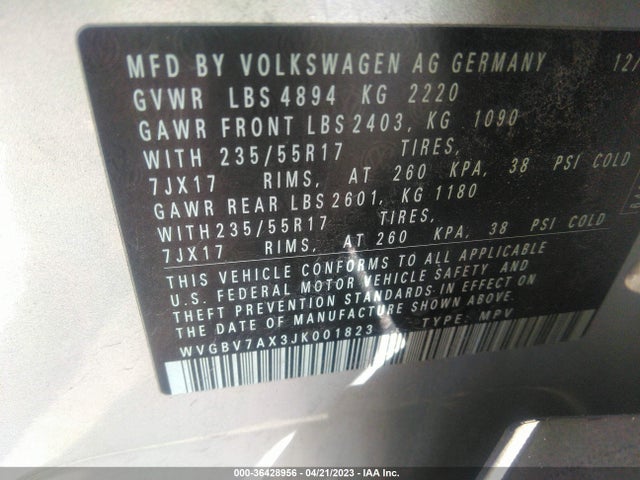 WVGBV7AX3JK001823 Volkswagen TIGUAN LIMITED