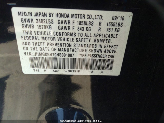Honda FIT EX 2017 JHMGK5H79HS001007 Image 10
