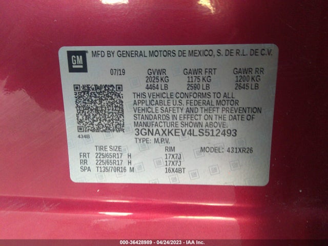 Chevrolet EQUINOX LT 2020 3GNAXKEV4LS512493 Image 9