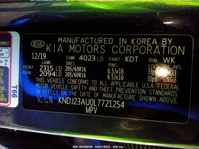 KNDJ23AU0L7721254 KIA SOUL S