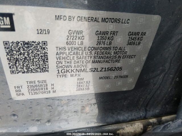 1GKKNMLS2LZ156205 GMC ACADIA SLT