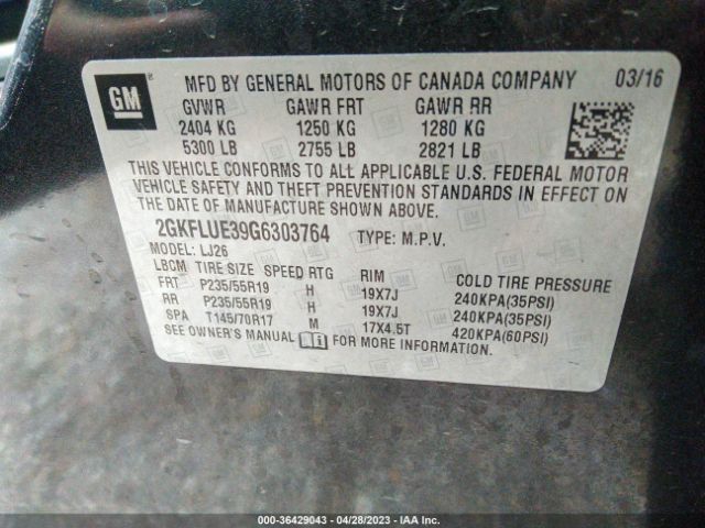 2GKFLUE39G6303764 GMC Terrain Slt