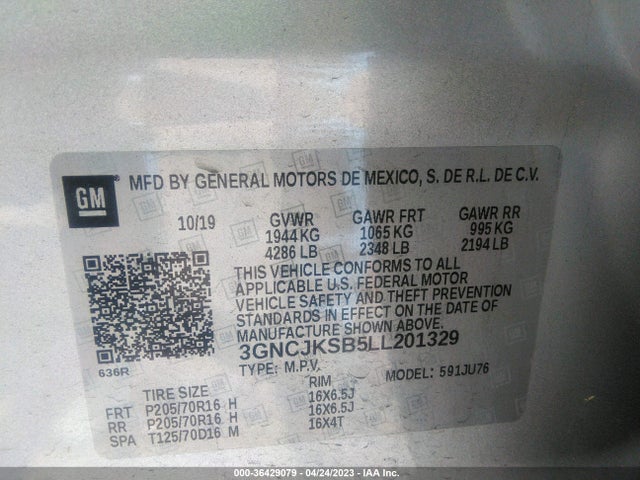 Chevrolet TRAX LS 2020 3GNCJKSB5LL201329 Image 9